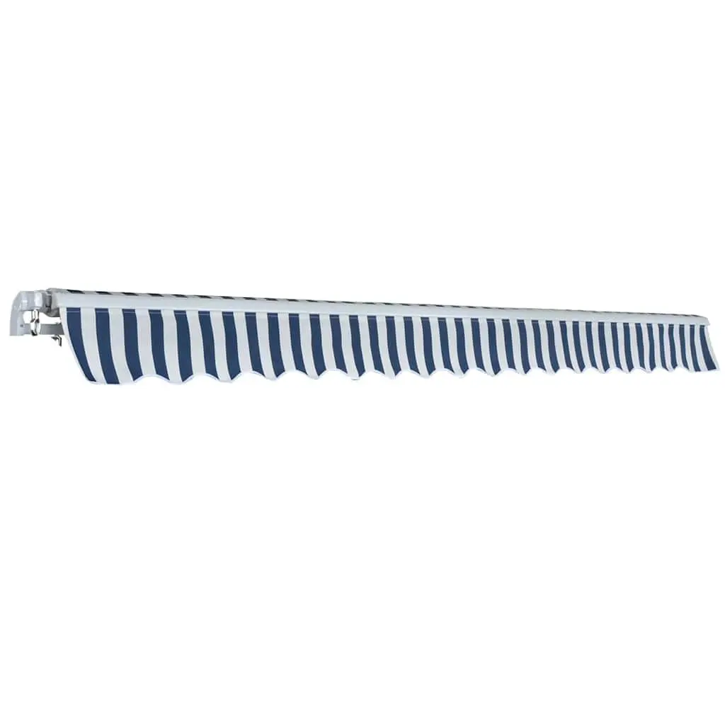 Folding Awning Manual Garden Patio Shade 400cm Blue White