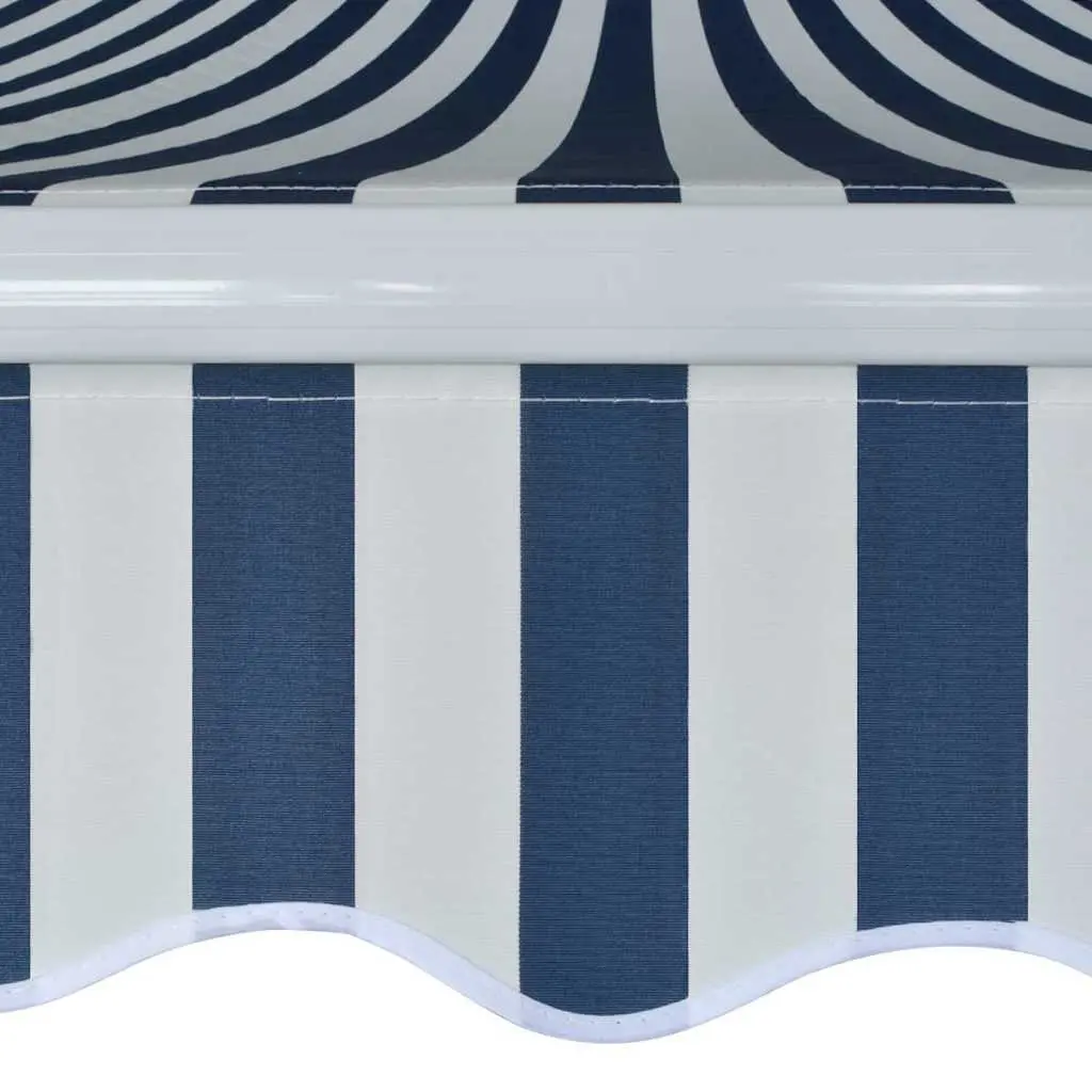 Folding Awning Manual Garden Patio Shade 400cm Blue White