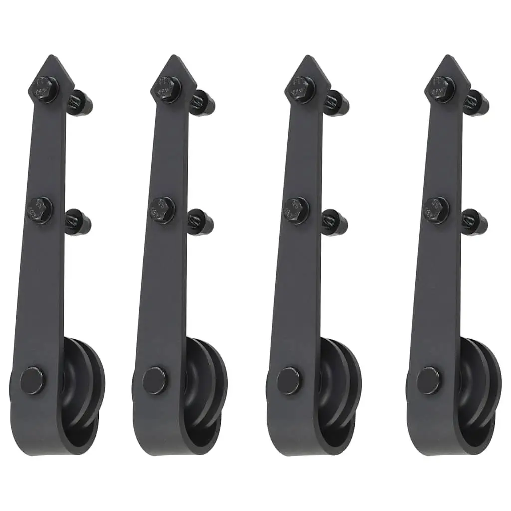Sliding Door Hardware Kit Barn Door System 2x183cm Steel Track Rail Roller Black