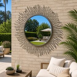 Reliable 80cm Black Antique Outdoor Wall Mirror