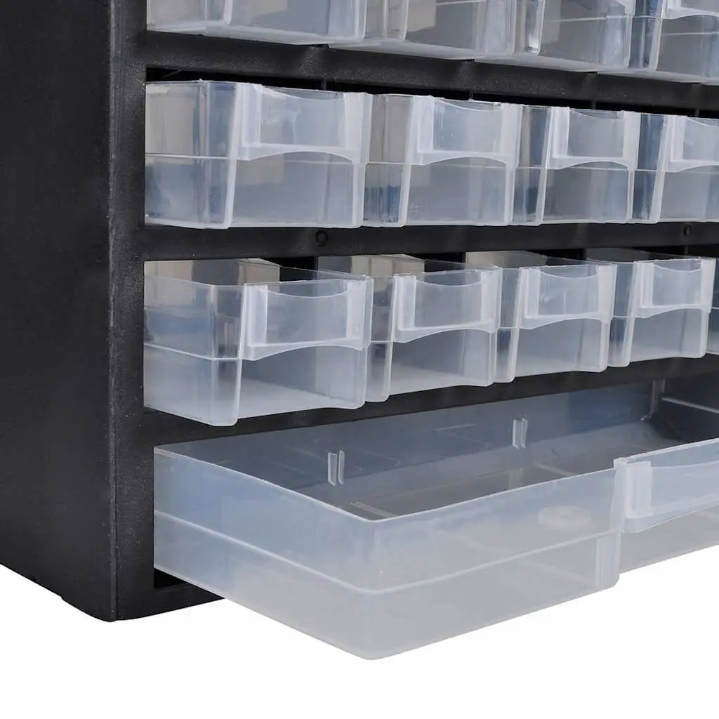 Plastic Tool Storage Cabinet Organizer Box Black 41 Drawers 2 Pieces