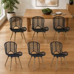 Reliable and Stylish Black Rattan Dining Chairs Set of 6