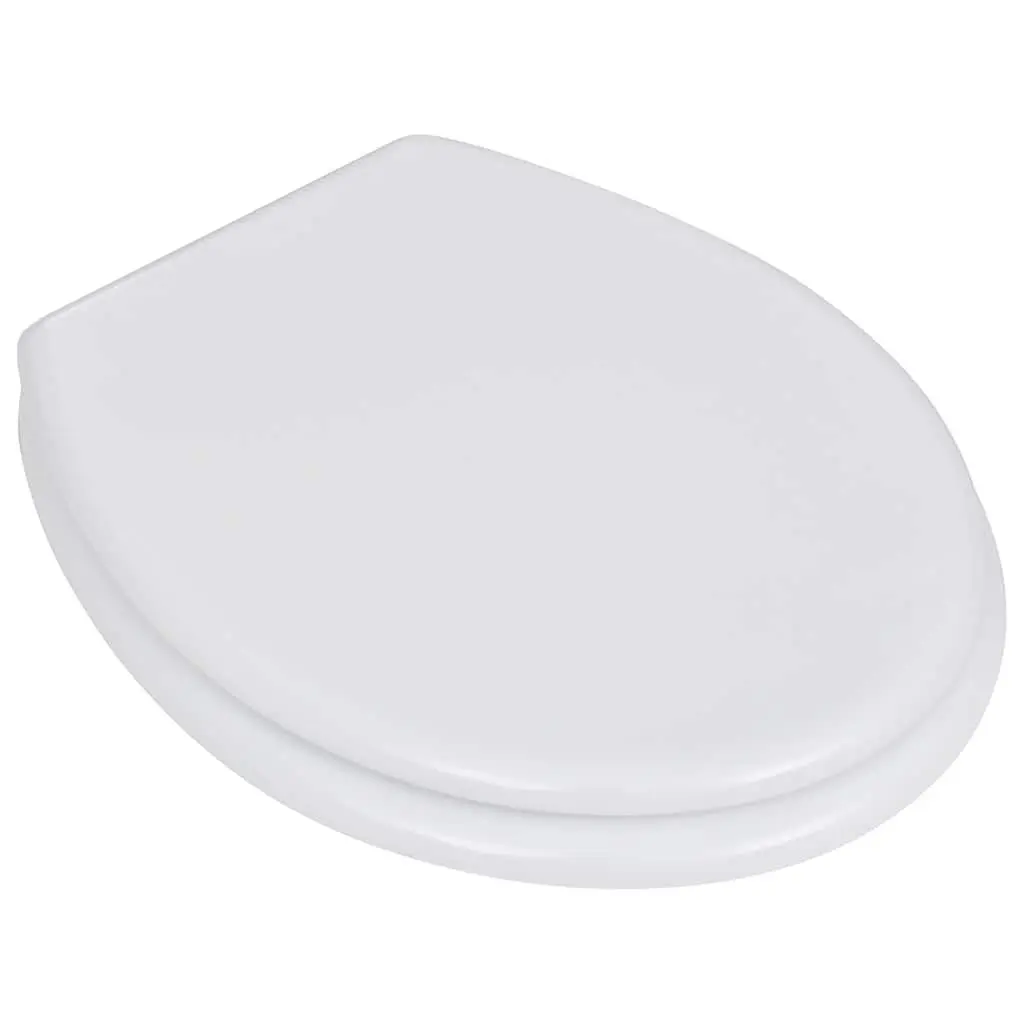 Toilet Seats with Lids 2 pcs White MDF Universal Bathroom Fixture Hinges