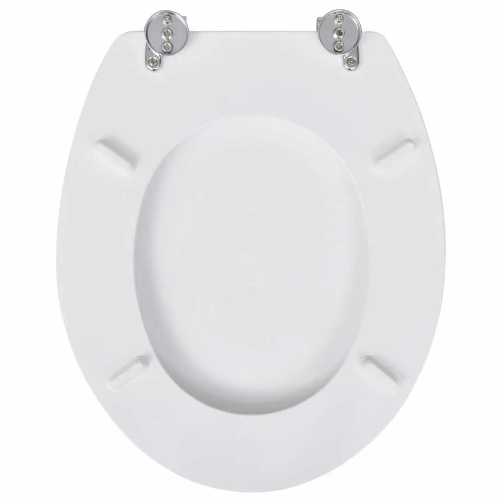 Toilet Seats with Lids 2 pcs White MDF Universal Bathroom Fixture Hinges