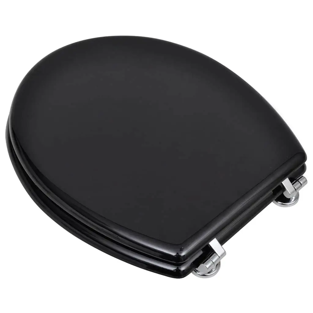 Toilet Seats with Lids 2 Pack Black Universal Bathroom Fixture Easy Install