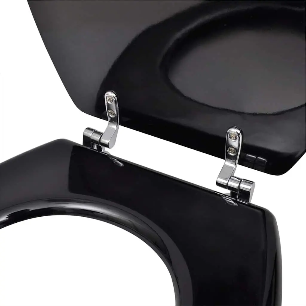 Toilet Seats with Lids 2 Pack Black Universal Bathroom Fixture Easy Install