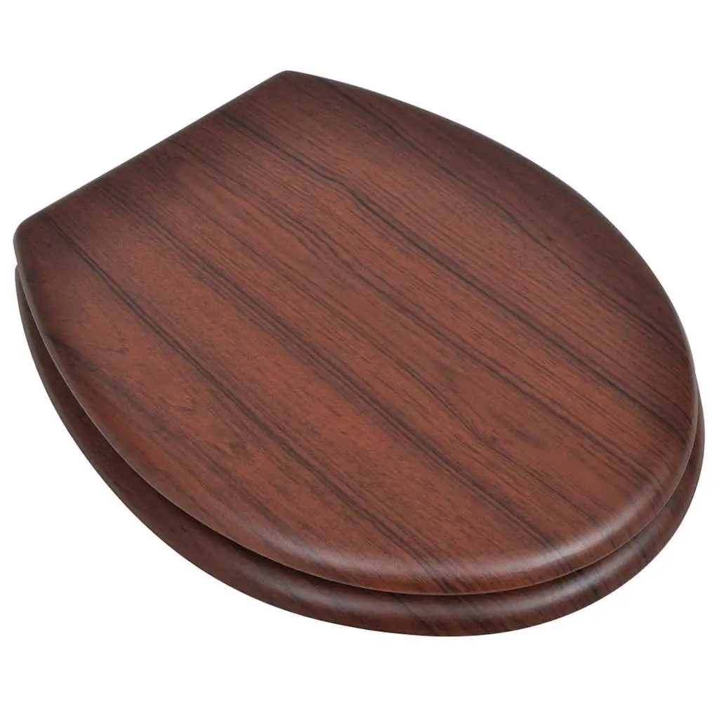 MDF Toilet Seat with Lid Brown Universal 2 Piece Bathroom Fixture