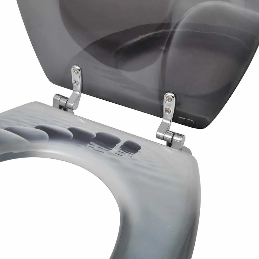 Toilet Seats 2 Pack Adjustable Hinges Grey MDF Bathroom Fixture
