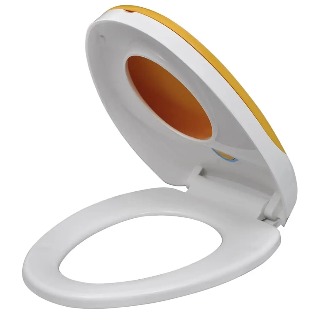 Toilet Seats Soft Close Lids 2 Pack White Yellow Family Kids Adults Bathroom
