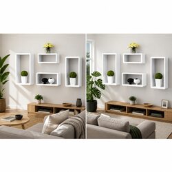 Affordable White Wall Cube Shelves Set with 8 Pieces