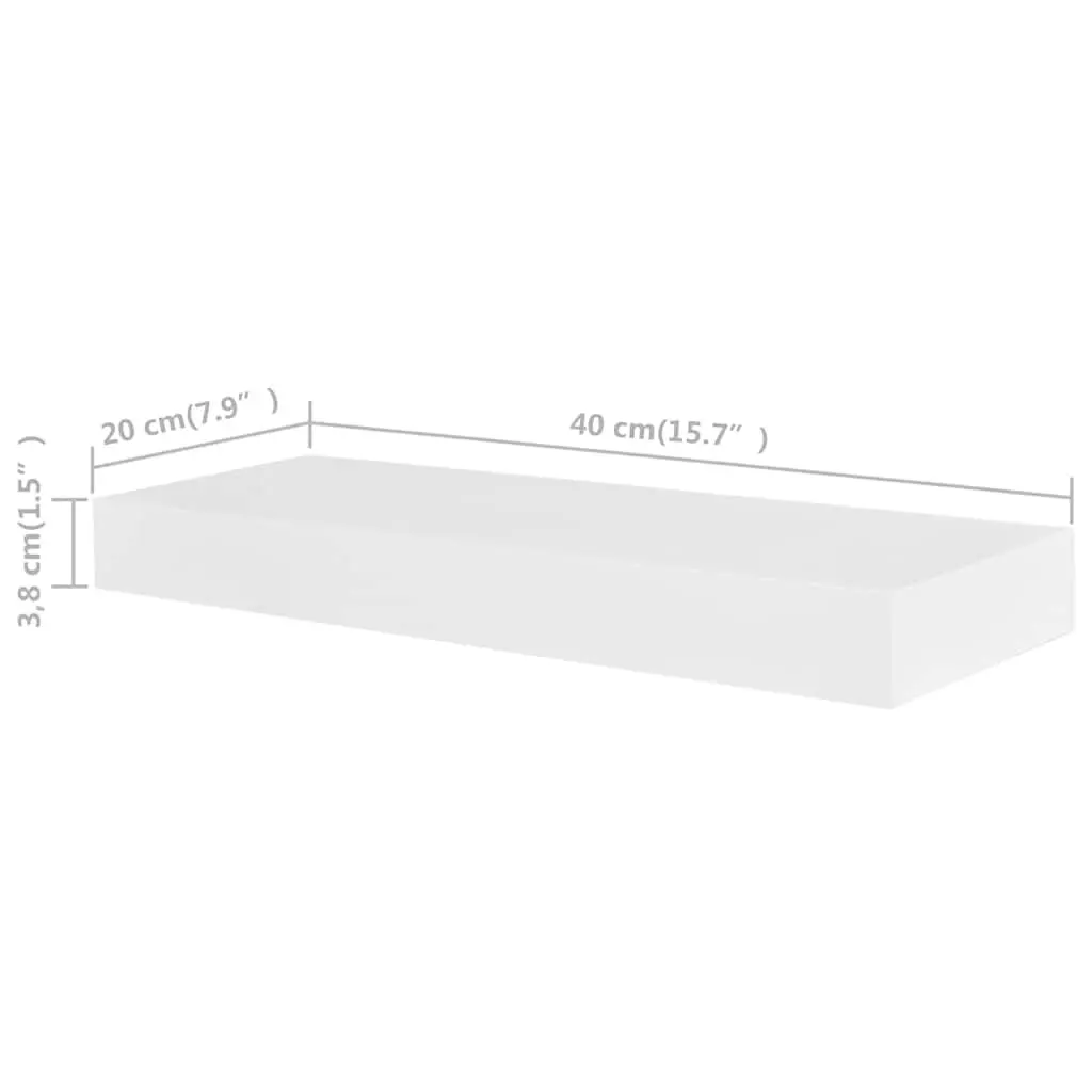 Wall Shelves Display Storage 40cm White Set of 4 Floating Shelves Home Decor