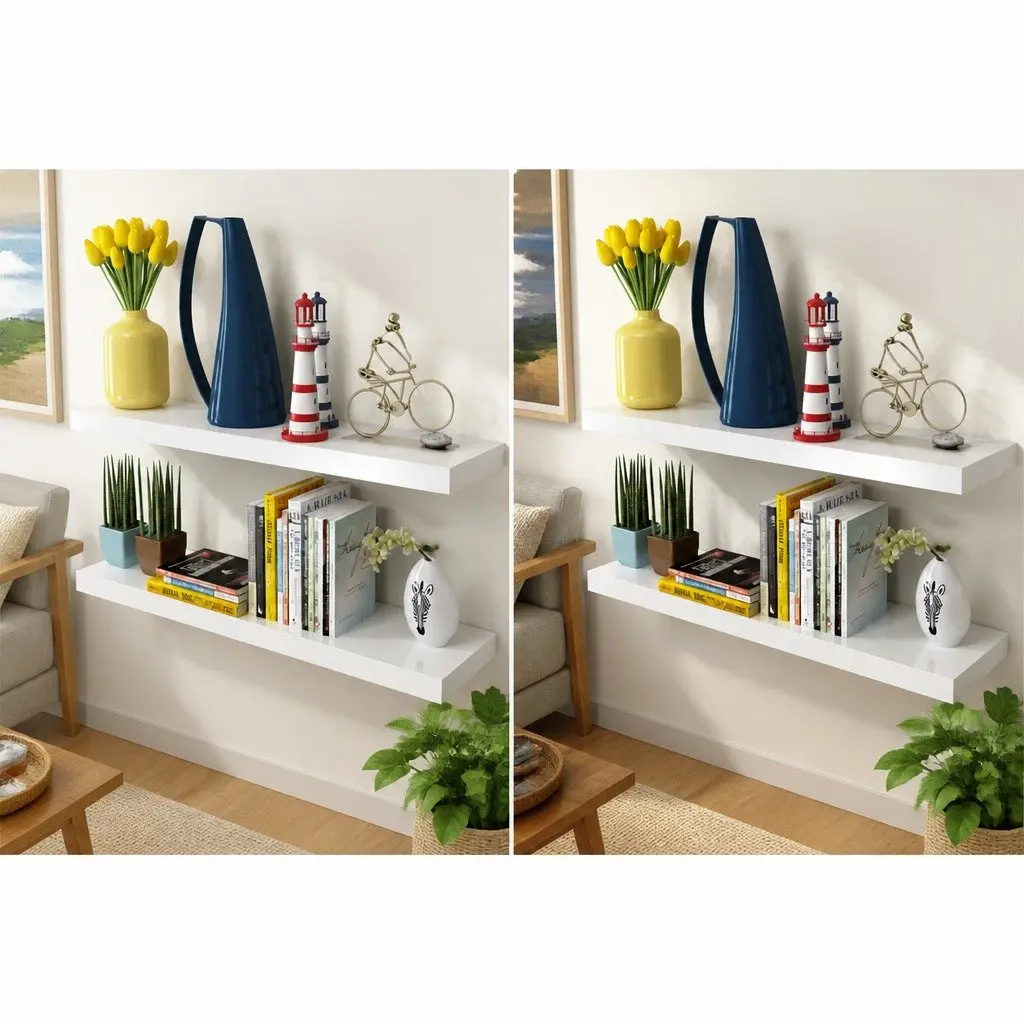Wall Shelves Display Floating Storage 80 cm White 4 Piece
