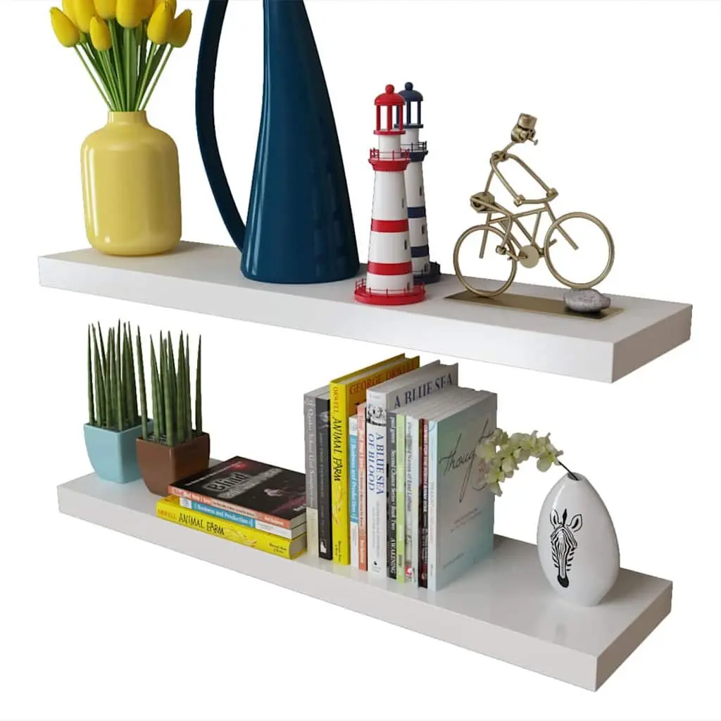 Wall Shelves Display Floating Storage 80 cm White 4 Piece