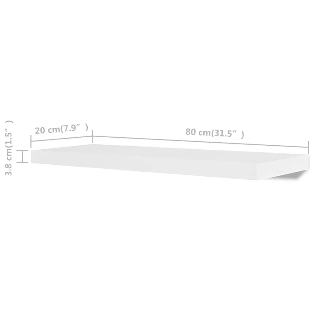 Wall Shelves Display Floating Storage 80 cm White 4 Piece