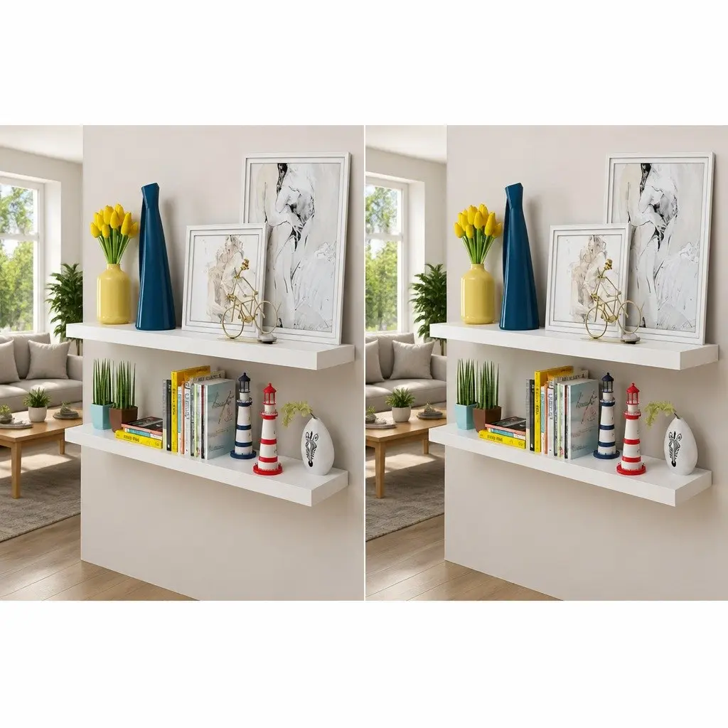 4-Piece White Wall Shelves Set