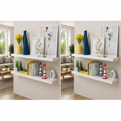 Wall Shelves Set 4 pcs White 100cm Floating Display Hanging Storage Shelving