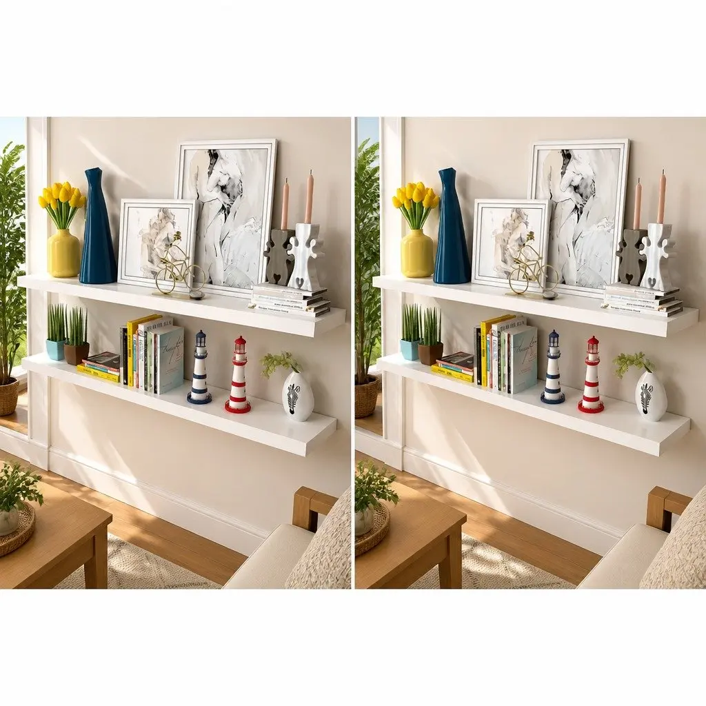 4 White Floating Shelves