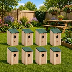 Warm and Reliable Wooden Birdhouse Set for Gardens