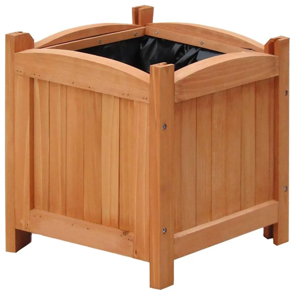 Raised Garden Beds 30cm Outdoor Wooden Planters for Plants Flowers 4 Piece Set Brown