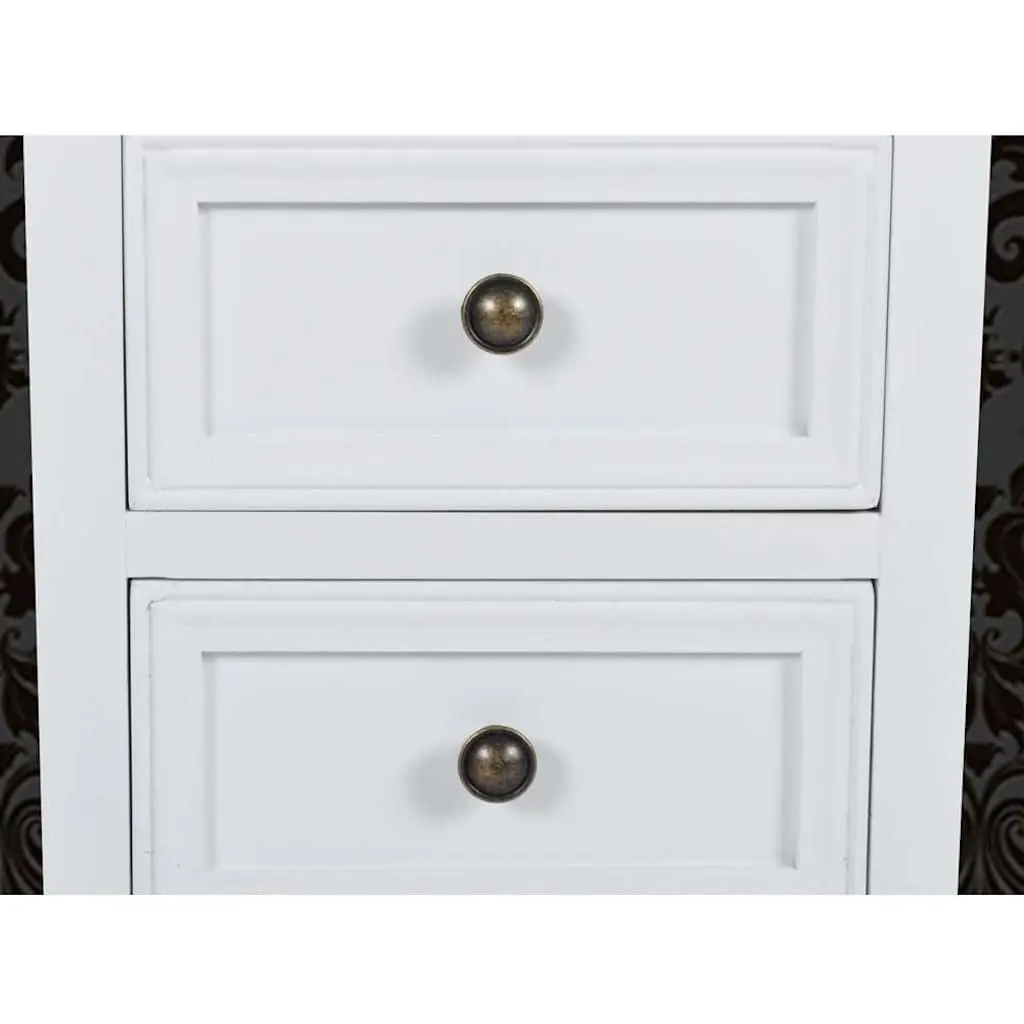 Bedside Tables Set of 4 Vintage Style White Nightstands with Drawers for Bedroom Furniture