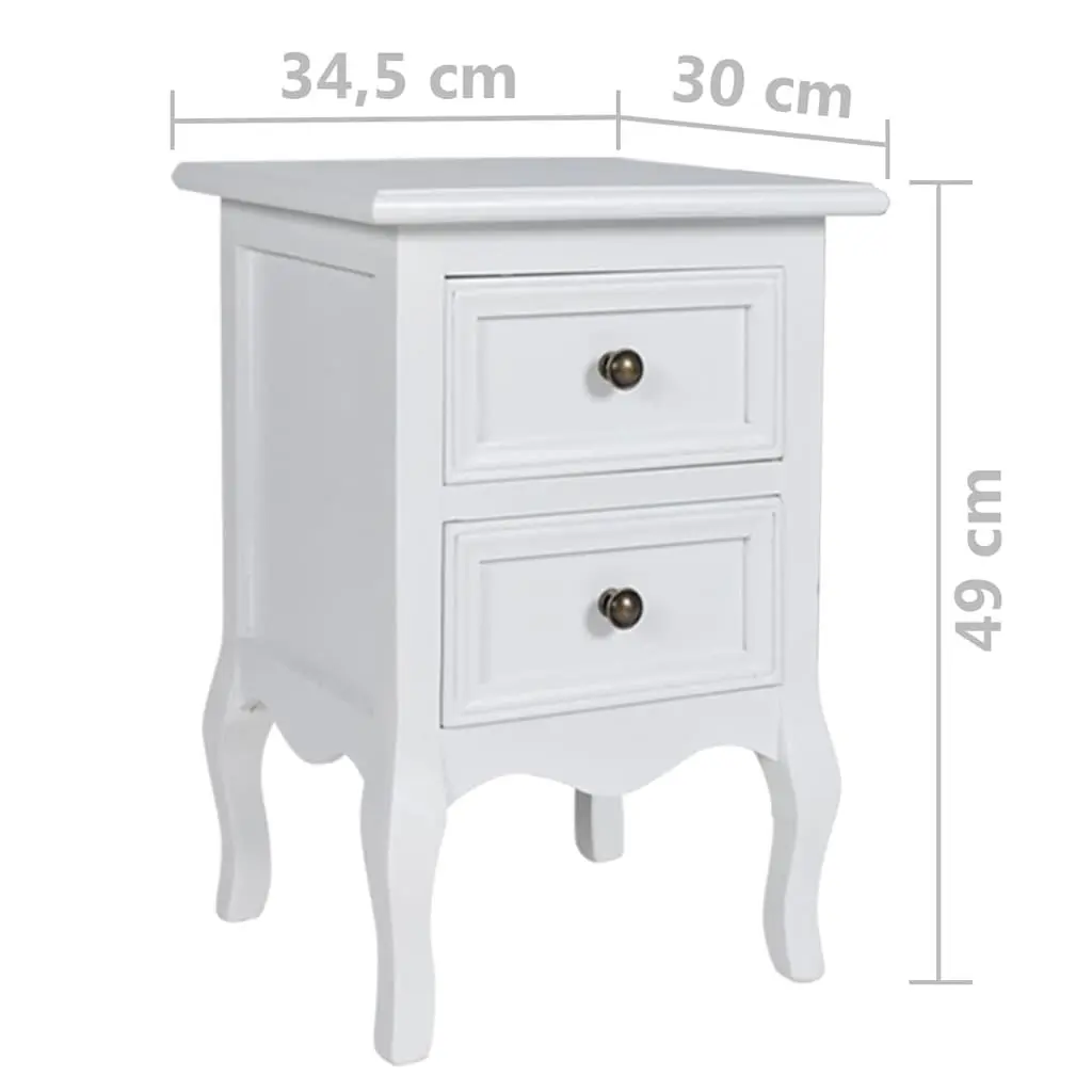 Bedside Tables Set of 4 Vintage Style White Nightstands with Drawers for Bedroom Furniture