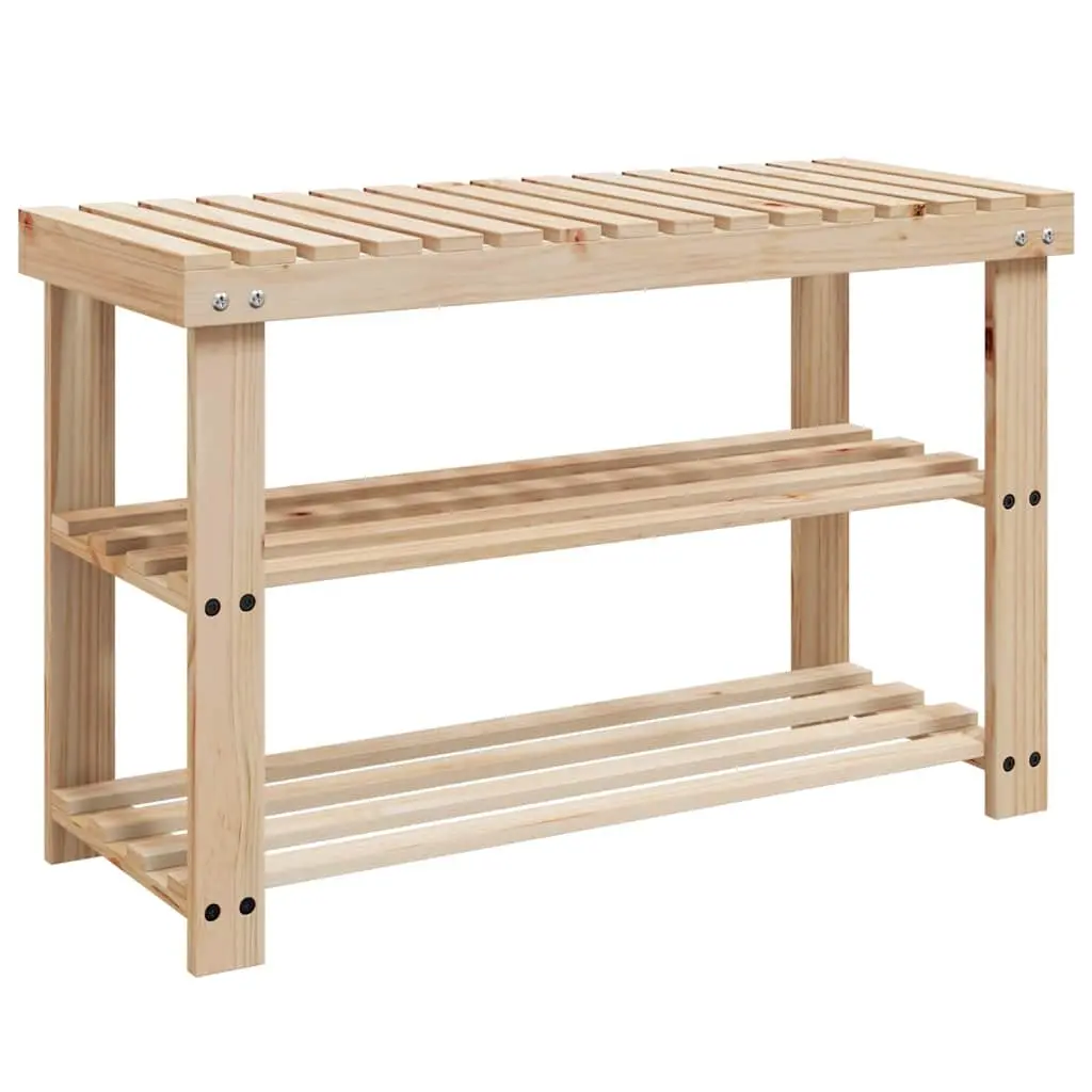 Shoe Rack Bench Storage Organizer 2-in-1 Wooden Entryway Stand Brown