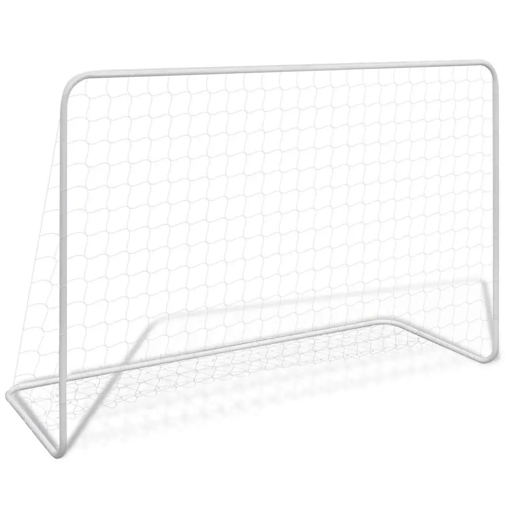 Football Goals 2 pcs Sturdy Steel Frame 182x61x122 cm White
