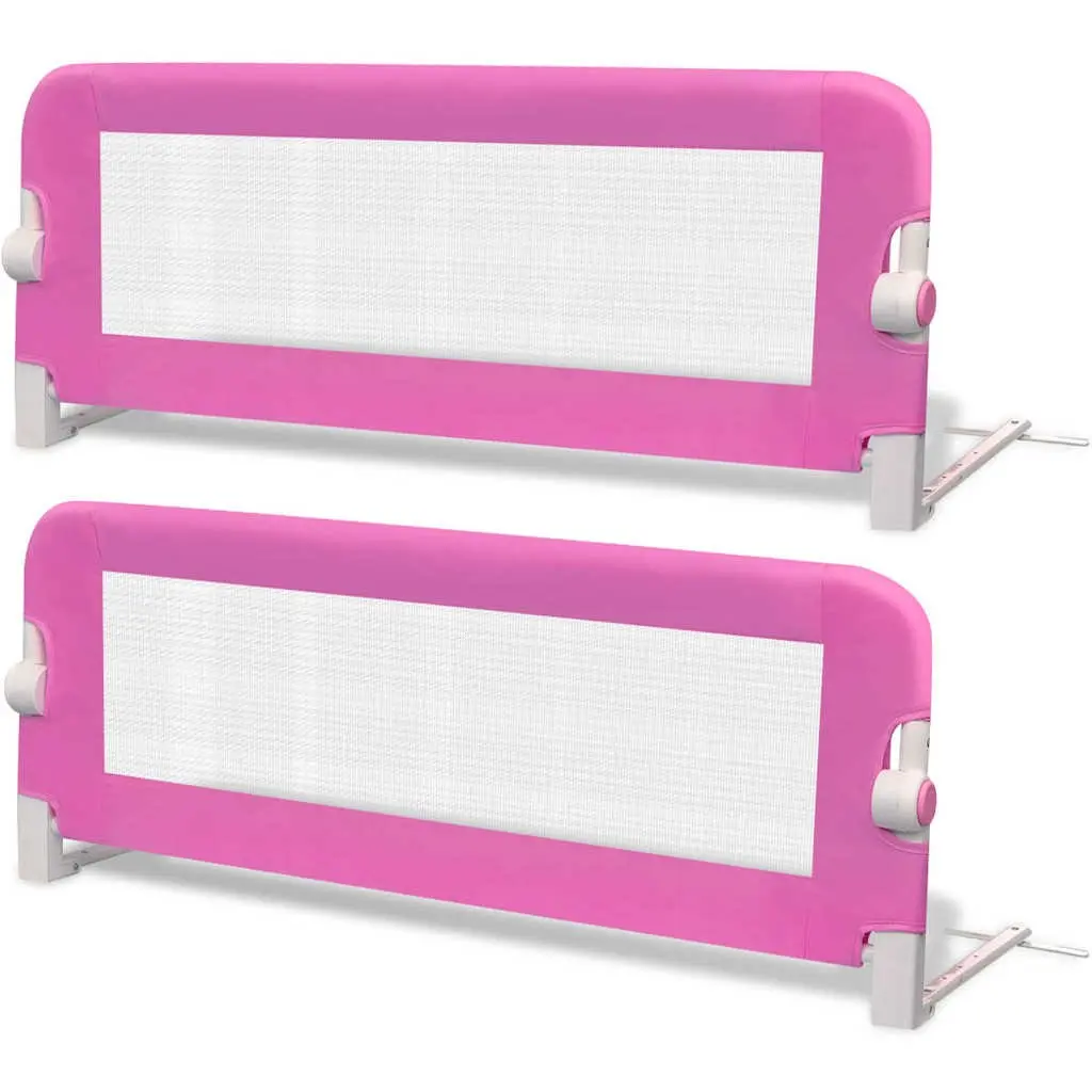 Toddler Bed Rail Safety Guard 102x42 cm Pink 2 pcs Folding Protective Gate