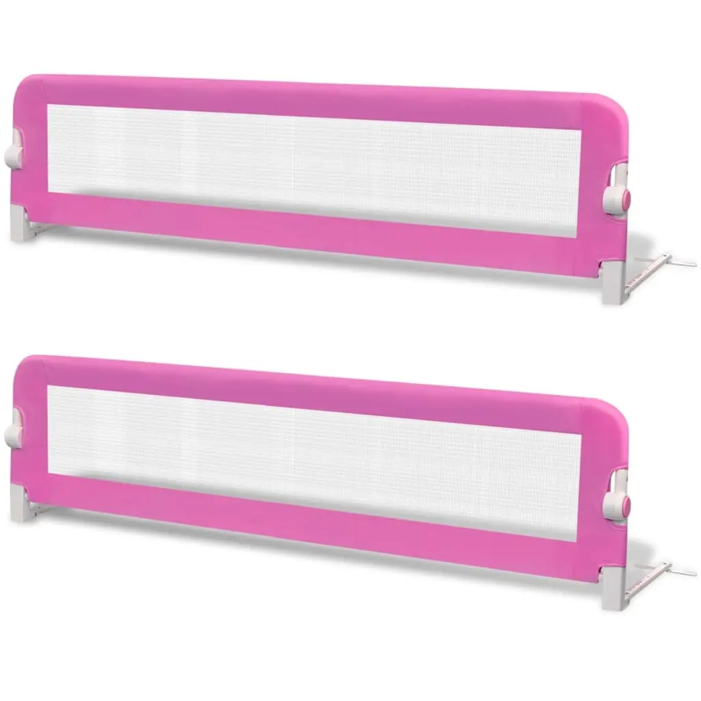 Toddler Safety Bed Rail 2 Pieces Pink 150x42 cm Foldable Protective Guard