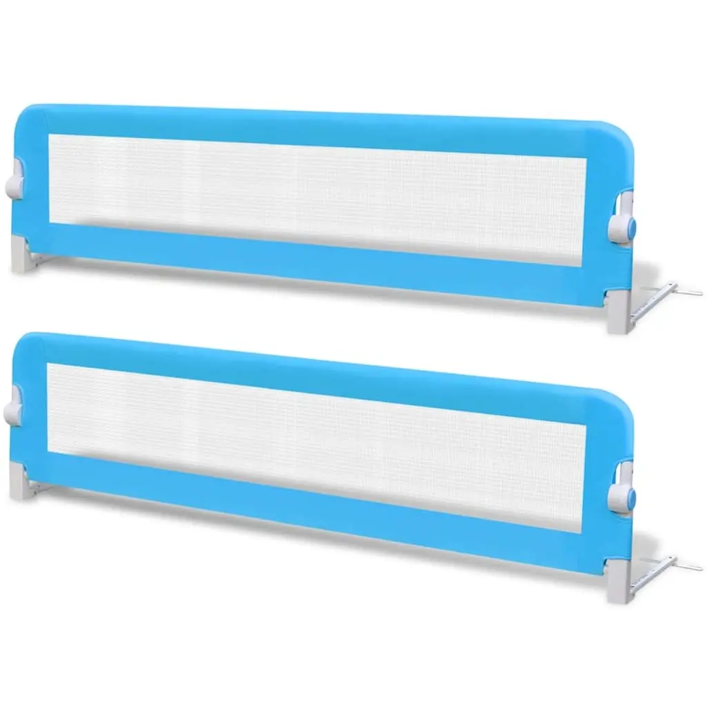 Toddler Safety Bed Rail Protective Guard Foldable 150x42 cm Blue 2 pcs