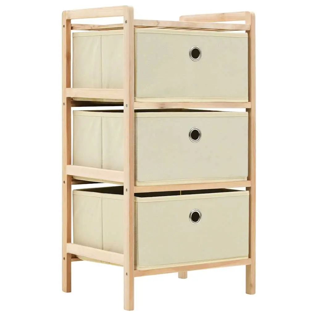 Storage Rack for Home Organiser 2 Pack with 3 Fabric Baskets Solid Wood Frame Beige