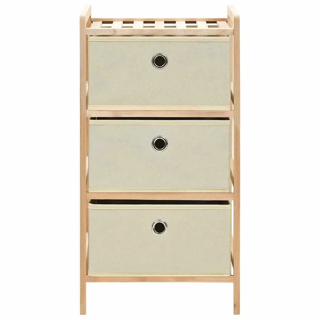 Storage Rack for Home Organiser 2 Pack with 3 Fabric Baskets Solid Wood Frame Beige