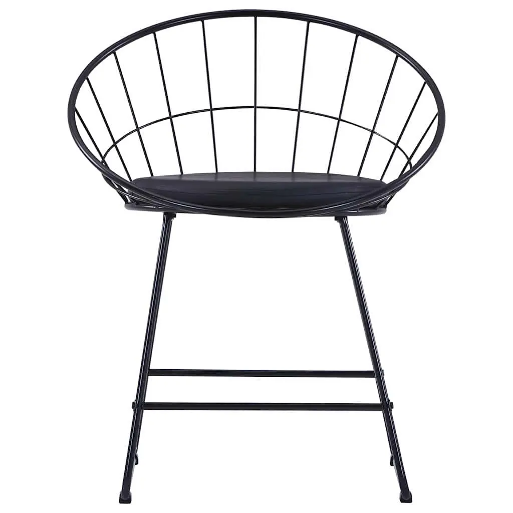 Dining Chairs Set 6 Pieces Cushioned Seats Black Steel Frame
