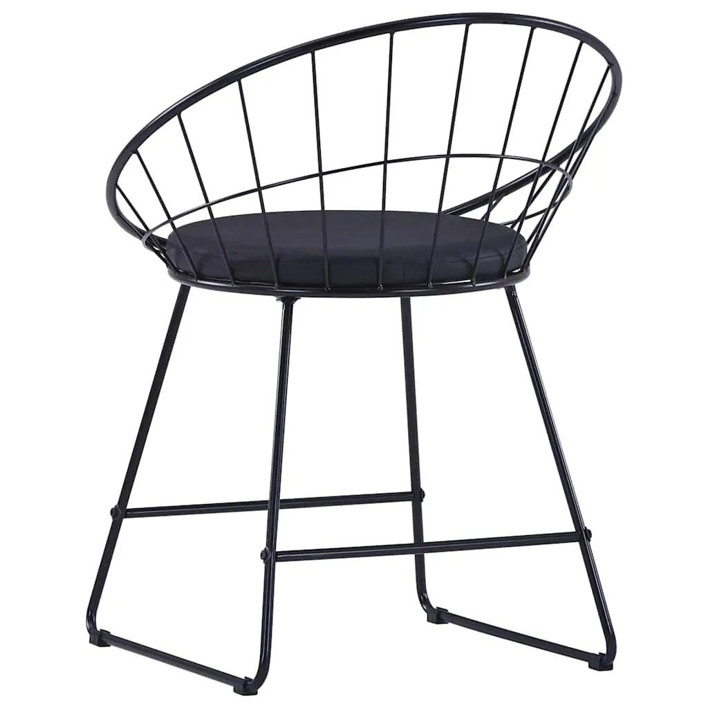 Dining Chairs Set 6 Pieces Cushioned Seats Black Steel Frame