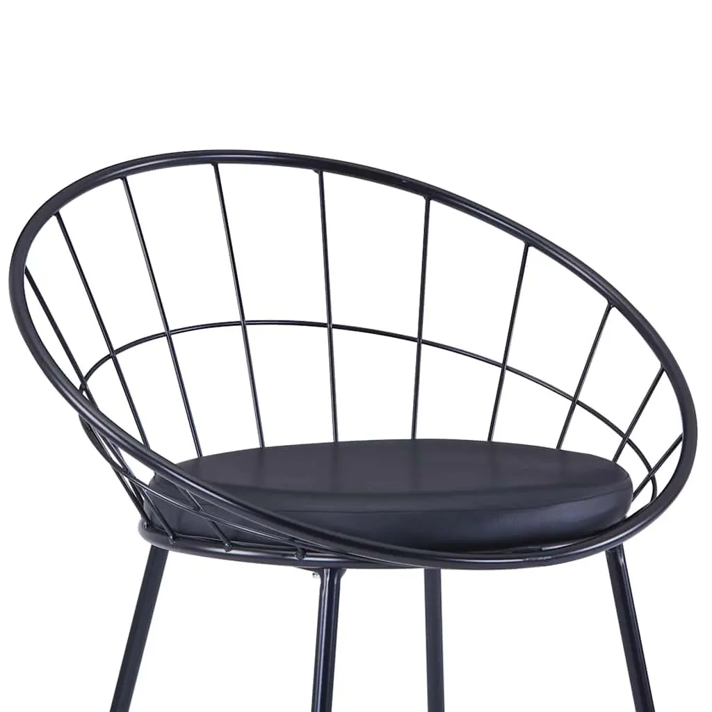 Dining Chairs Set 6 Pieces Cushioned Seats Black Steel Frame