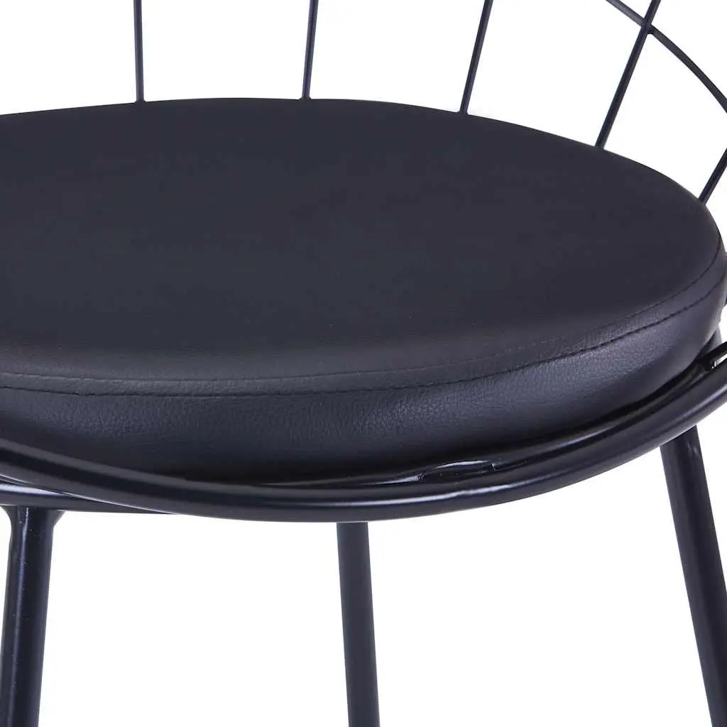 Dining Chairs Set 6 Pieces Cushioned Seats Black Steel Frame