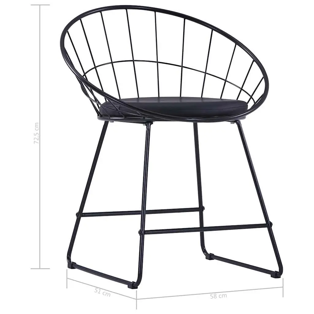 Dining Chairs Set 6 Pieces Cushioned Seats Black Steel Frame