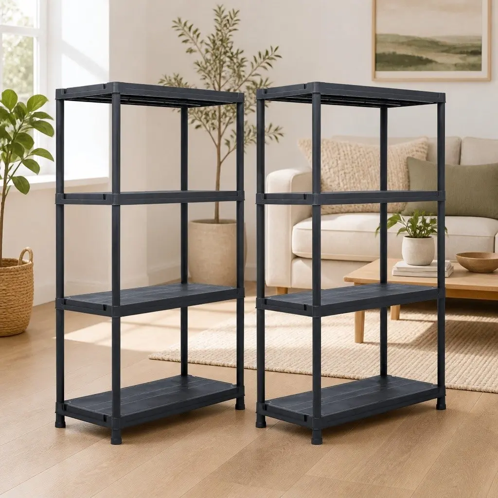 Storage Shelf Rack Organizing Display 60x30x138cm Black Plastic