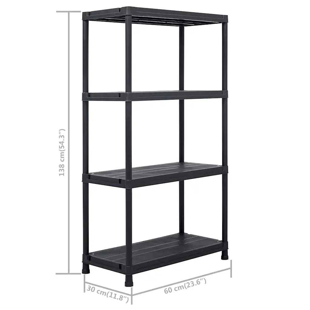 Storage Shelf Rack Organizing Display 60x30x138cm Black Plastic