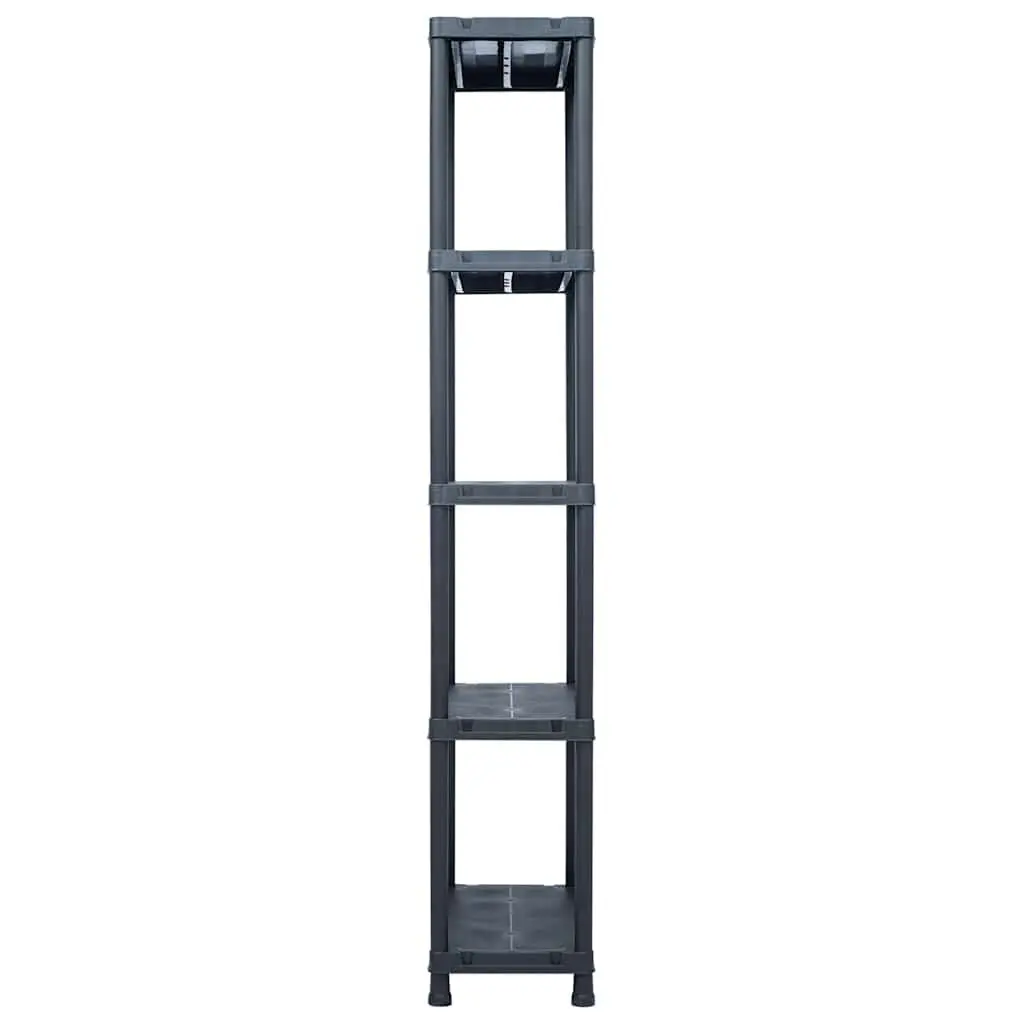 Storage Shelf Rack 2 pcs Black Plastic Shelving Unit Kitchen Bathroom Garage