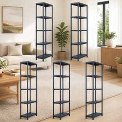 Reliable 5 pcs Black Shelf Racks for Practical Storage