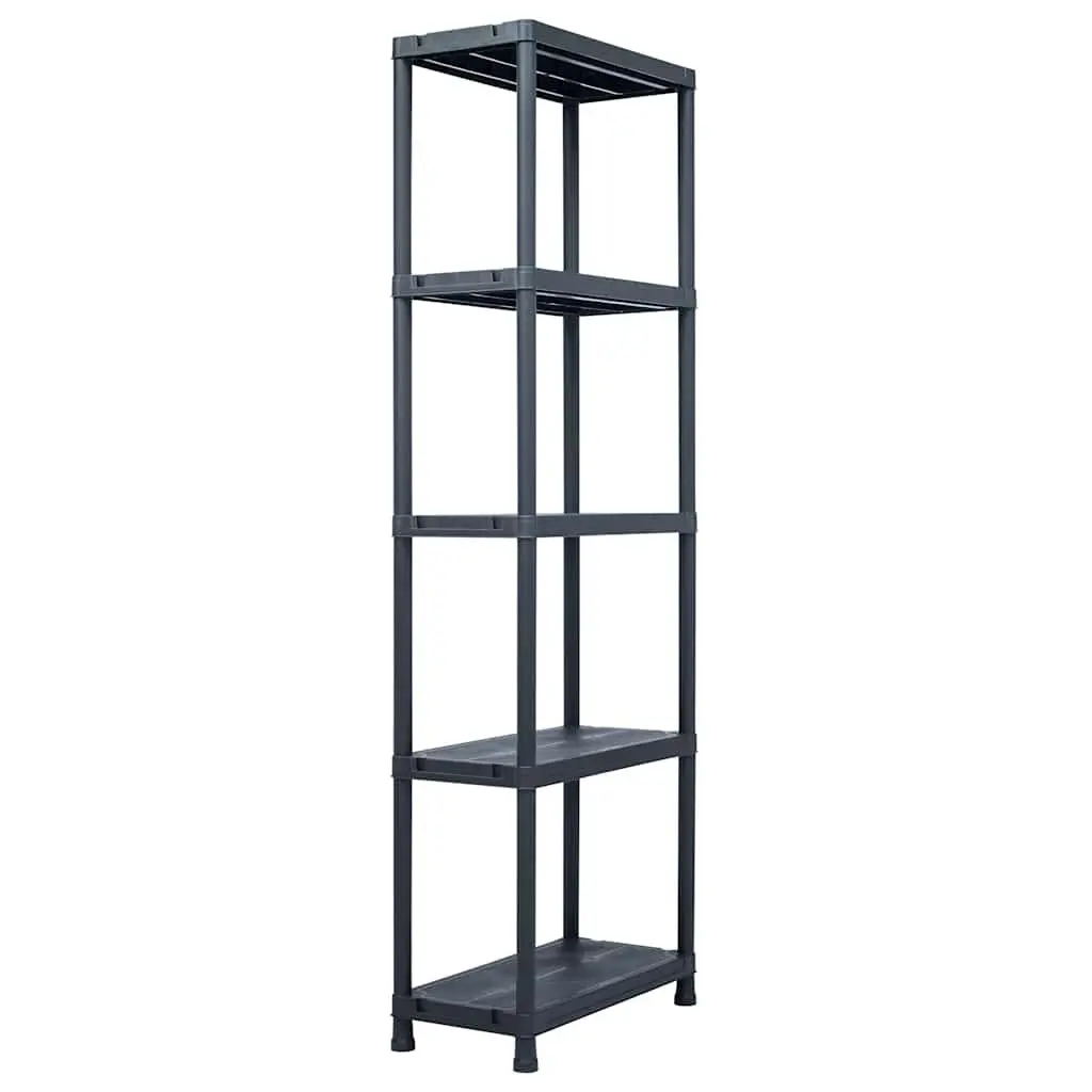 Storage Shelf Racks Black 60x30x180 cm Plastic 5 Piece