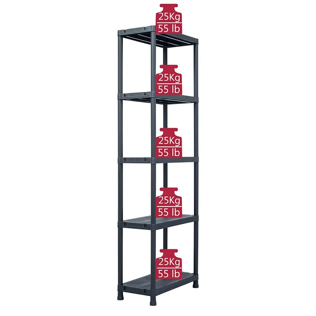 Storage Shelf Racks Black 60x30x180 cm Plastic 5 Piece