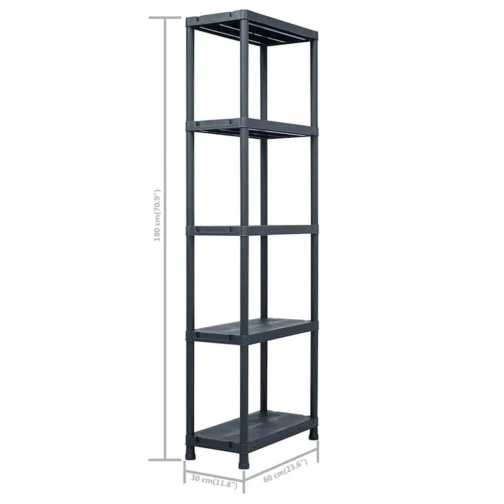 Storage Shelf Racks Black 60x30x180 cm Plastic 5 Piece