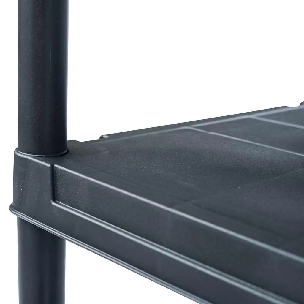 Storage Shelf Rack Indoor Outdoor Use 80x40x180cm Black Plastic 2 Pcs