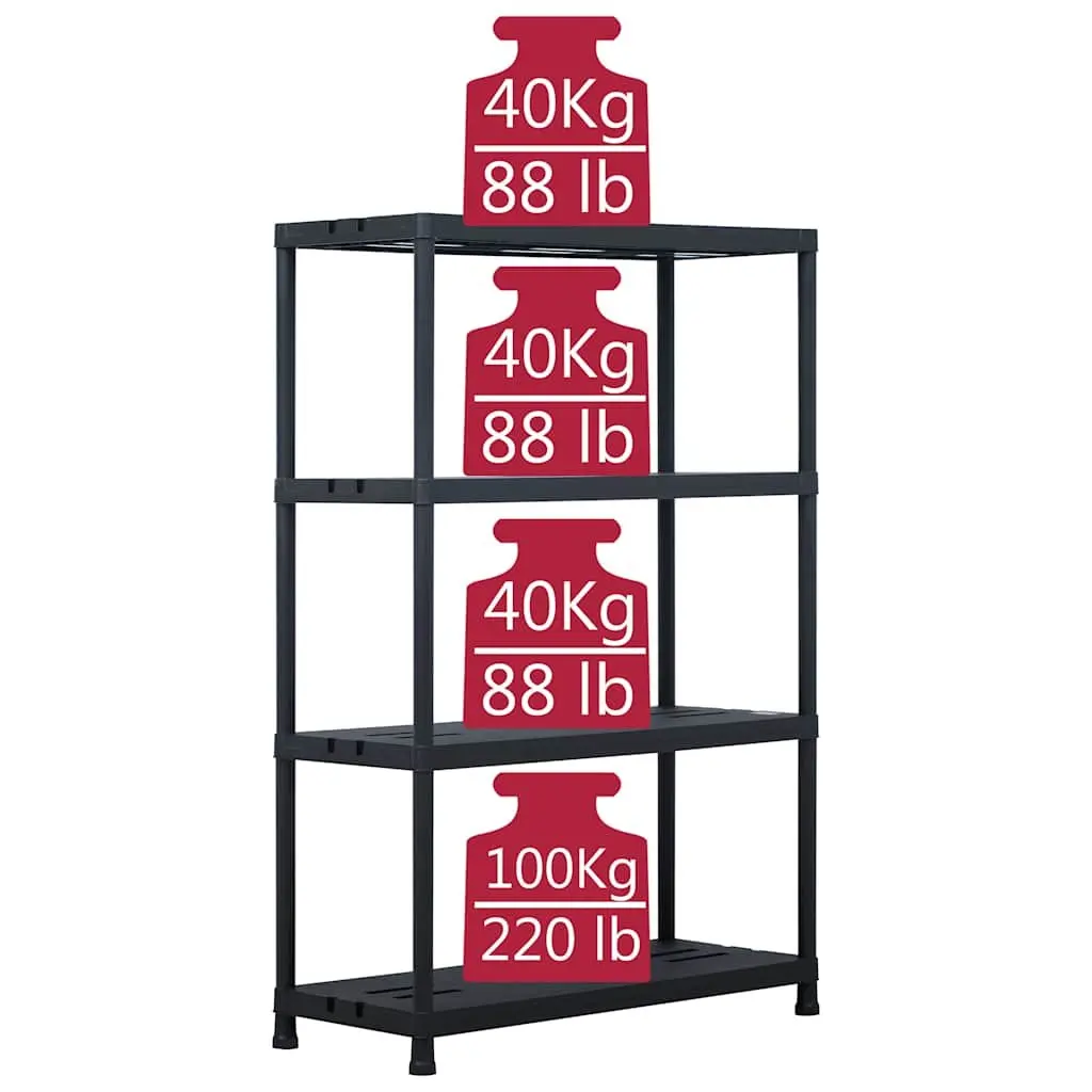 Heavy Duty Storage Shelf Units Black 90x40x138 cm 2 Piece Industrial Shelving Racks for Organizing Home and Outdoor Spaces