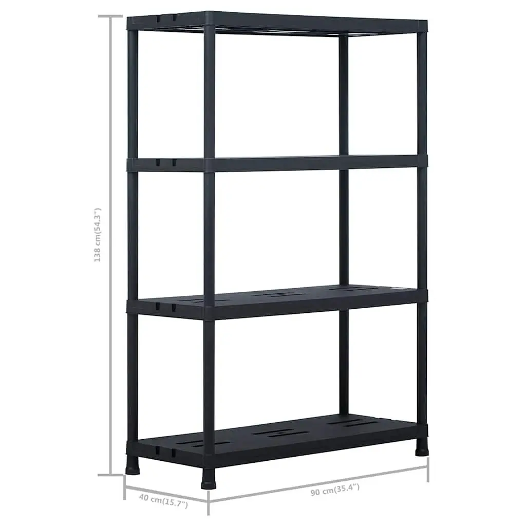 Heavy Duty Storage Shelf Units Black 90x40x138 cm 2 Piece Industrial Shelving Racks for Organizing Home and Outdoor Spaces