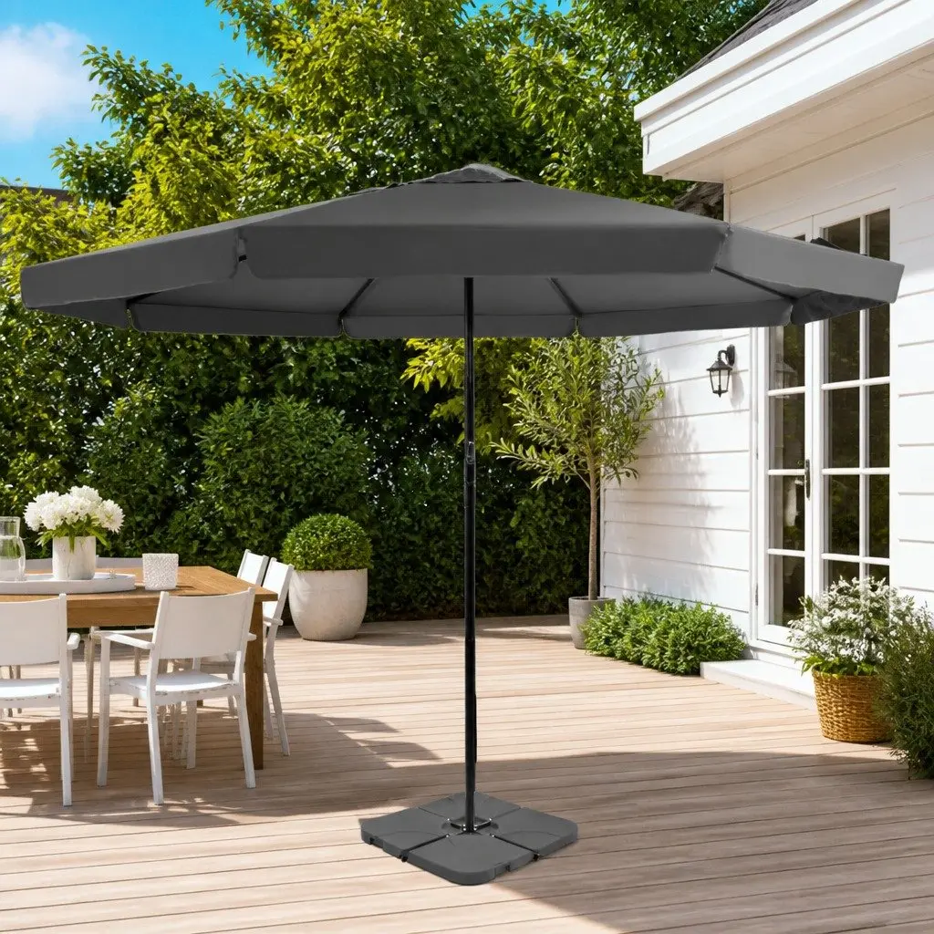 Garden Parasol UV-Resistant Outdoor Umbrella Grey