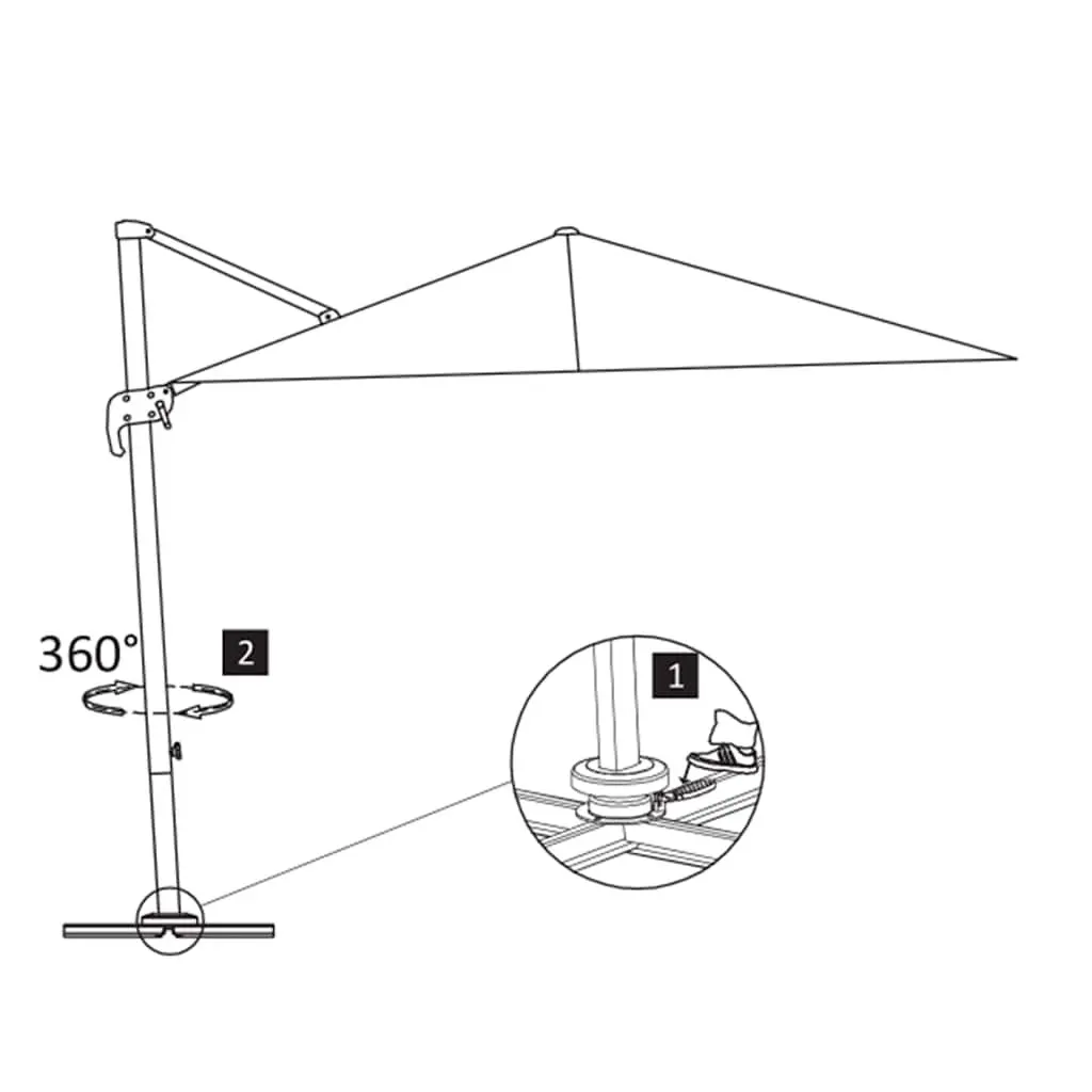 Garden Parasol Outdoor Umbrella Taupe 360 Degree Tilt Rotate Aluminium Frame