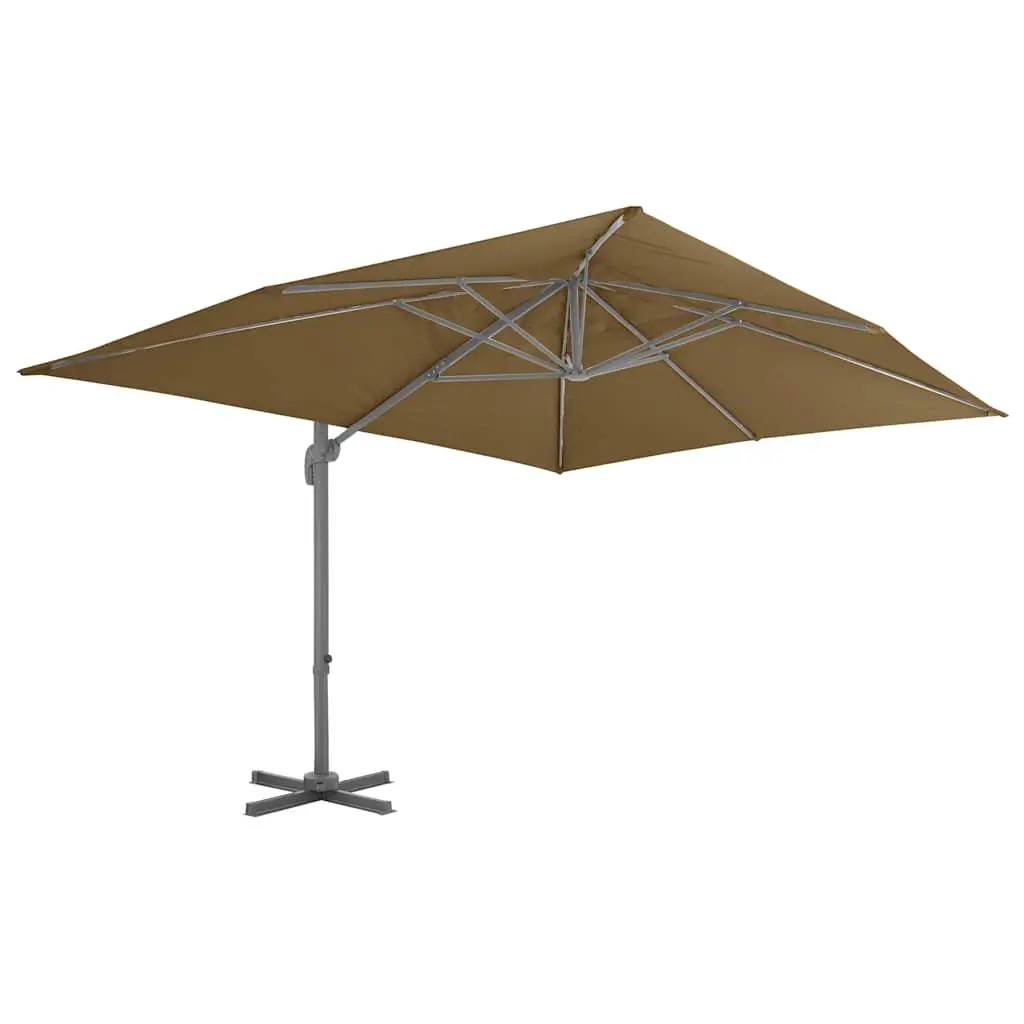 Garden Parasol Outdoor Umbrella Taupe 360 Degree Tilt Rotate Aluminium Frame